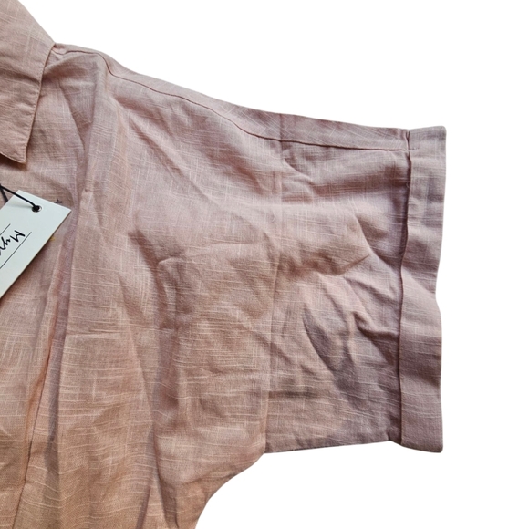 Myra Bag womans vegetable Dye 100%cotton Dusty Rose button down tie sz L NWT - Picture 5 of 8